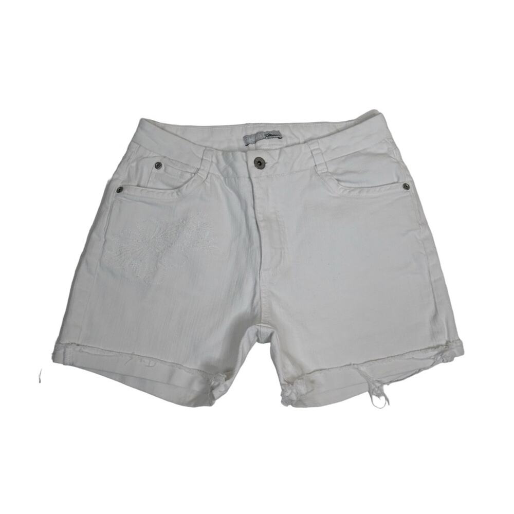 Chico's Platinum Womens 4 Chico's 0 Embroidered White Jean Shorts